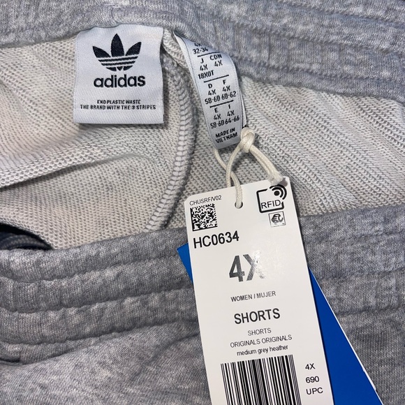 Adidas Essential Original Plus Size Gray‎ Shorts 4X NEW - Picture 7 of 8